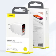 Зарядное устройство Baseus Mirror Lake Dual Digital Display Quick Charger A+A EU белый