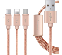 Кабель 3-in-1 Baseus Portman Series MicroUSB - Lightning - Type-C 1.2 M розовый