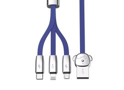 Кабель Baseus Rapid Series 3-in-1 1.2m для IPhone+Micro+Type-C синий