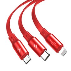 Кабель Baseus Fabric 3-in-1 Flexible Cable USB For M+L+T красный