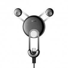 Автомобильный держатель Baseus YY vehicle-mounted phone charging holder with USB cable серебристый