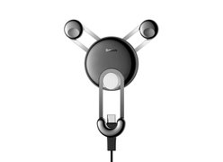 Автомобильный держатель Baseus YY vehicle-mounted phone charging holder with USB cable серебристый