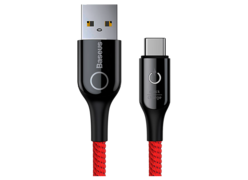Кабель Baseus C-shaped Light Intelligent USB AM/CM 1м красный