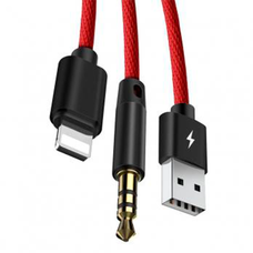 Кабель Baseus Lightning to USB/Mini-jack 3.5 L34 1.2M красный