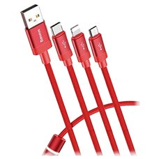 Кабель Baseus Data Faction 3-in-1 USB For M+L+T 3.5 A 1.2 m красный