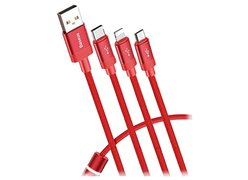 Кабель Baseus Data Faction 3-in-1 USB For M+L+T 3.5 A 1.2 m красный