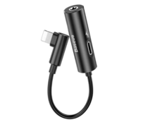 Аудио-переходник для iPhone Baseus L42 IP Male to 3.5mm+IP Female Adapter черный