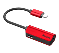 Адаптер Baseus iPhone 7/7Plus - L32 IP Male to 3.5mm+IP Female красный