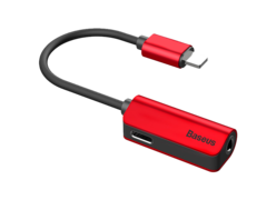 Адаптер Baseus iPhone 7/7Plus - L32 IP Male to 3.5mm+IP Female красный