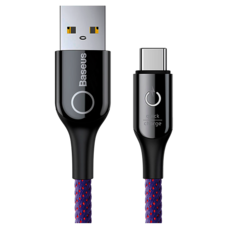 Кабель Baseus C-shaped Light Intelligent USB AM/CM 1м фиолетовый