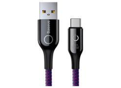 Кабель Baseus C-shaped Light Intelligent USB AM/CM 1м фиолетовый