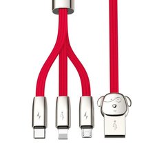Кабель Baseus Rapid Series 3-in-1 1.2m для IPhone+Micro+Type-C красный