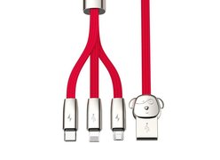 Кабель Baseus Rapid Series 3-in-1 1.2m для IPhone+Micro+Type-C красный
