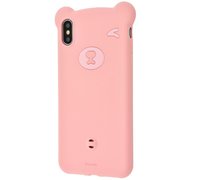 Чехол Bear Silicone Case для iPhone XR розовый