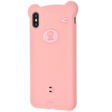 Чехол Bear Silicone Case для iPhone XR розовый