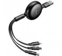 Кабель Baseus Little Octopus 3-in-1 adjustable cable USB For M+L+T 3A 1 M черный
