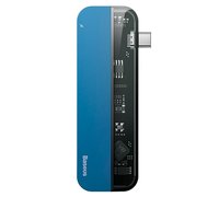 USB-концентратор Baseus Transparent Series Type-C Multifunctional HUB Adapter голубой