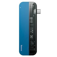 USB-концентратор Baseus Transparent Series Type-C Multifunctional HUB Adapter голубой