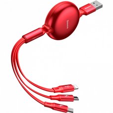 Кабель Baseus Little Octopus 3-in-1 adjustable cable USB For M+L+T 3A 1 M красный