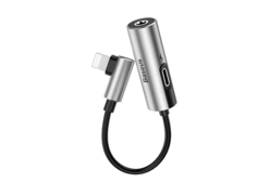 Аудио-переходник для iPhone Baseus L42 IP Male to 3.5mm+IP Female Adapter серый