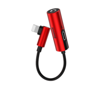 Аудио-переходник для iPhone Baseus L42 IP Male to 3.5mm+IP Female Adapter красный
