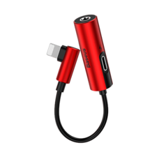 Аудио-переходник для iPhone Baseus L42 IP Male to 3.5mm+IP Female Adapter красный