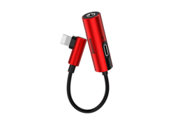 Аудио-переходник для iPhone Baseus L42 IP Male to 3.5mm+IP Female Adapter красный