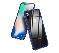 Baseus See-through glass protective case For iPhone X синий