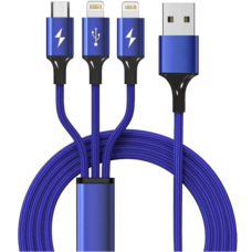 Кабель для Apple Baseus Rapid Series 3-in-1 microUSB - Dual Lightning 1.2 М синий