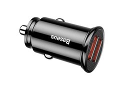 Автомобильное зарядное устройство Baseus Circular Plastic A+A 30W Dual QC3.0 Quick Car Charger черный