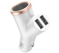 Автомобильное зарядное устройство Baseus Y type dual USB белый