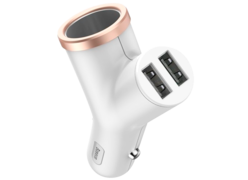 Автомобильное зарядное устройство Baseus Y type dual USB белый