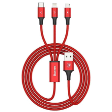 Кабель для Apple Baseus Rapid Series 3-in-1 microUSB - Dual Lightning 1.2 М красный