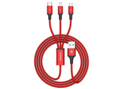 Кабель для Apple Baseus Rapid Series 3-in-1 microUSB - Dual Lightning 1.2 М красный