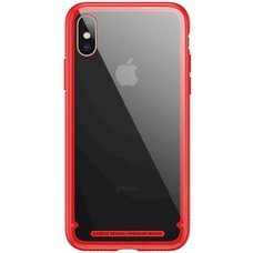 Baseus See-through glass protective case For iPhone X красный