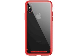 Baseus See-through glass protective case For iPhone X красный