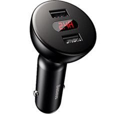 Автомобильная зарядка Baseus Shake-head Digital Display черный
