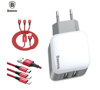 Baseus Letour Dual U Charger 3 в 1 cable(Apple+Micro+Type-C)