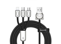 Кабель Baseus 3-in-1 USB Cable of Three Little Pigs USB For M+L+T черный