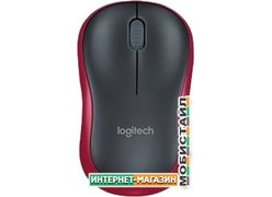 Мышь Logitech M185 (черный/красный)