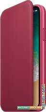 Чехол Apple Leather Folio для iPhone X Berry