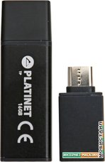 USB Flash Platinet X-Depo USB 3.0 + Type-C Adapter 16GB (черный)