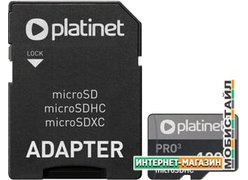 Карта памяти Platinet PMMSDX128UIII 128GB + адаптер