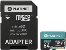Карта памяти Platinet PMMSDX64UI 64GB + адаптер