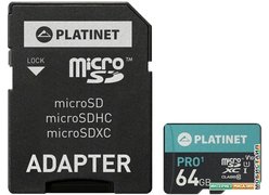 Карта памяти Platinet PMMSDX64UI 64GB + адаптер