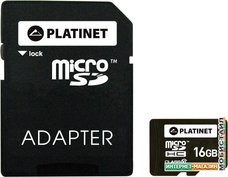 Карта памяти Platinet PMMSD1610 16GB + адаптер