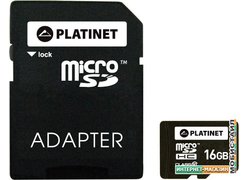 Карта памяти Platinet PMMSD1610 16GB + адаптер