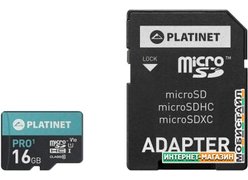 Карта памяти Platinet PMMSD16UI 16GB + адаптер