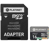 Карта памяти Platinet PMMSD16UIII 16GB + адаптер