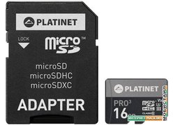 Карта памяти Platinet PMMSD16UIII 16GB + адаптер